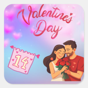 Sticker Carré la saint-valentin 14 février