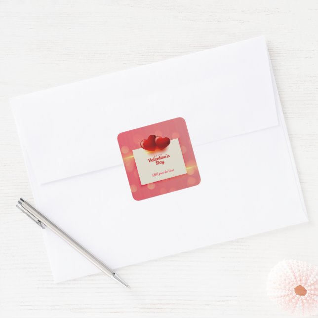 Sticker Carré La Saint-Valentin avec des cœurs rouges - Amour ro (Enveloppe)