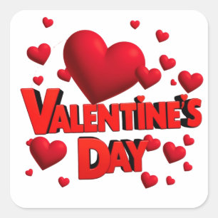 Sticker Carré la Saint-Valentin coeurs d'amour