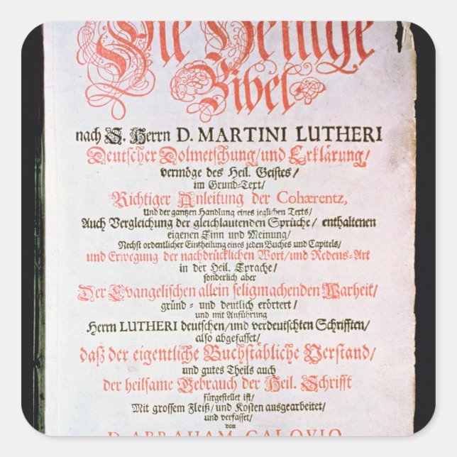 Sticker Carré La Sainte Bible, Vol. I., 1681 (Devant)