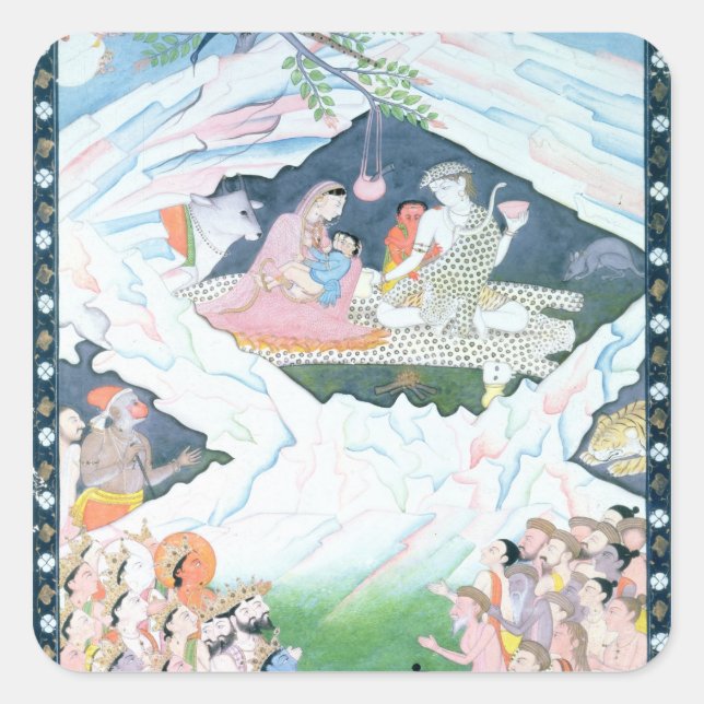 Sticker Carré La Sainte Famille de Shiva et Parvati (Devant)