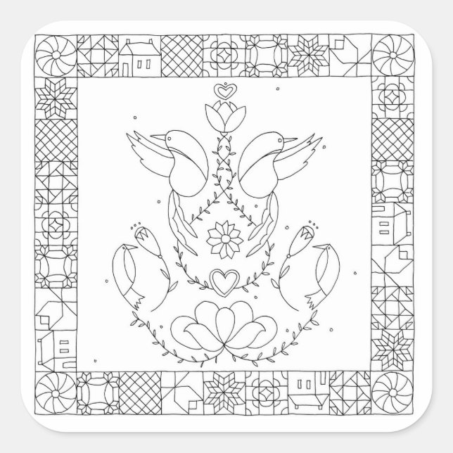 Sticker Carré La sauterelle - Sarah Fielke BOM 2018 (Devant)