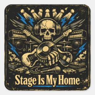 Sticker Carré La scène est ma maison – Fierté de rock pour les a