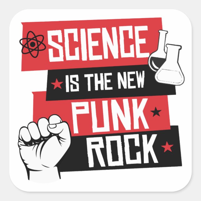 STICKER CARRÉ LA SCIENCE EST LE NOUVEAU ROCHER DE PUNK (Devant)