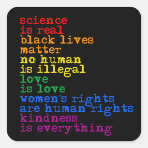 Sticker Carré La science est réelle et l'amour est amour T-shirt