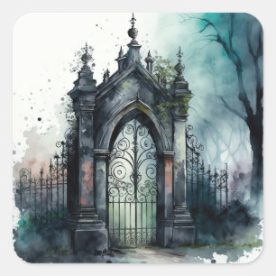 Sticker Carré La série Porte de Cimetière Gothique Design 11