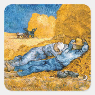 Sticker Carré La Siesta (1890) paysage art Vincent Van Gogh