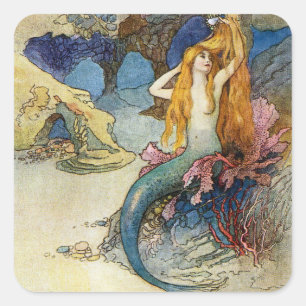 Sticker Carré « La Sirène » par Warwick Goble