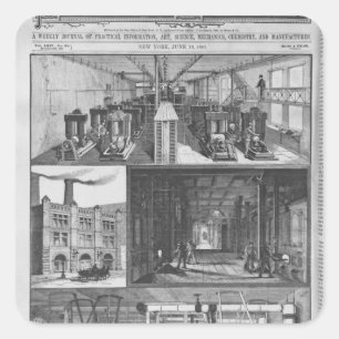 Sticker Carré La station de l'Edison Electric Illuminating Co