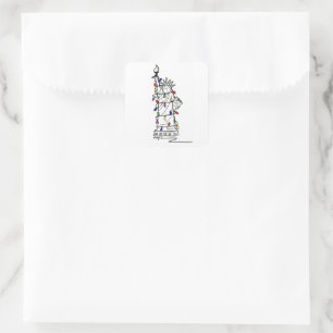 Sticker Carré La statue de la Liberté de New York illuminent Noë