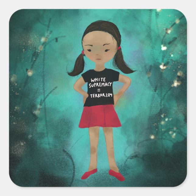Sticker Carré La suprématie blanche est l'autocollant Terrorisme (Devant)