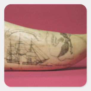 Sticker Carré La Susan sur la côte du Scrimshaw japonais