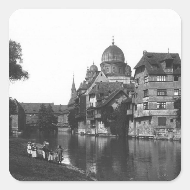 Sticker Carré La synagogue à Nuremberg, vers 1910 (Devant)