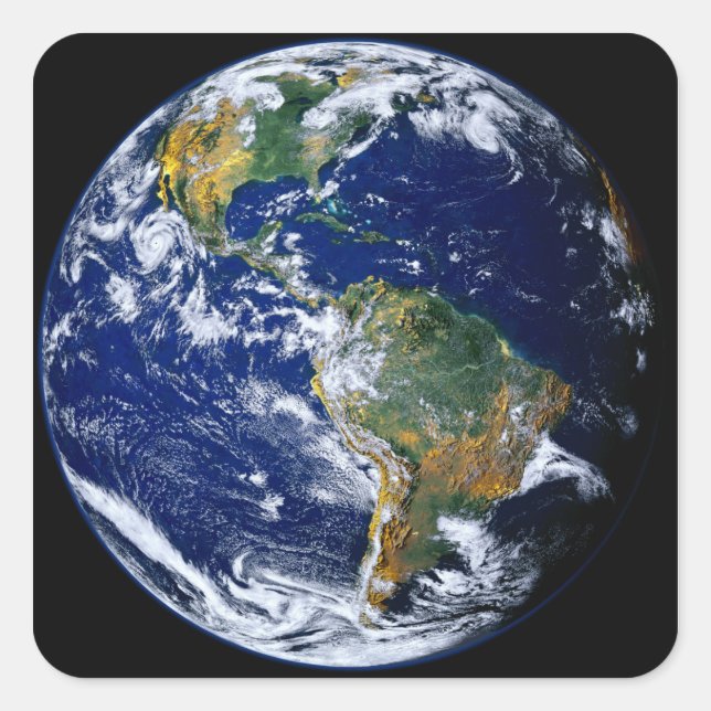 Sticker Carré La Terre Pleine Montre Les Amériques (Devant)