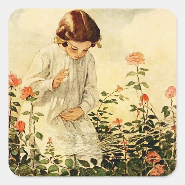 Sticker Carré La toile d'araignée par Jessie Willcox Smith (Devant)