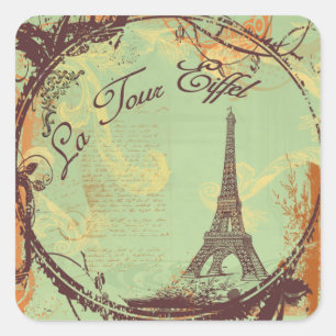 Sticker Carré la Tour Eiffel Chaussures de style Vintage Balises