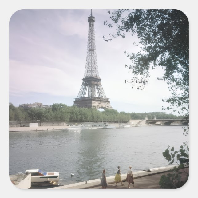 Sticker Carré La Tour Eiffel. Paris, vers 1960. (Devant)