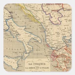 Sticker Carré La Turquie, La Grece et l'Italie De 1700 un 1840
