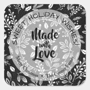 Sticker Carré La verdure de Noël Fabriquée avec amour