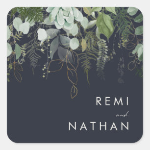 Sticker Carré La verdure et la feuille d'or   Phoques d'envelopp