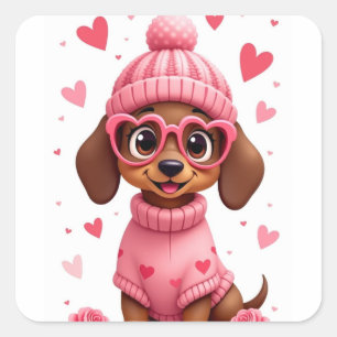 Sticker Carré la vie amoureuse du chien d'anniversaire de la Sai