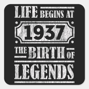 Sticker Carré La Vie Commence 1937 La Naissance De La Légende 84