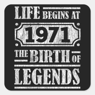 Sticker Carré La Vie Commence 1971 La naissance de la légende 50