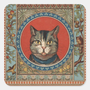 Sticker Carré La vie de chat vintage pour chat classique victori