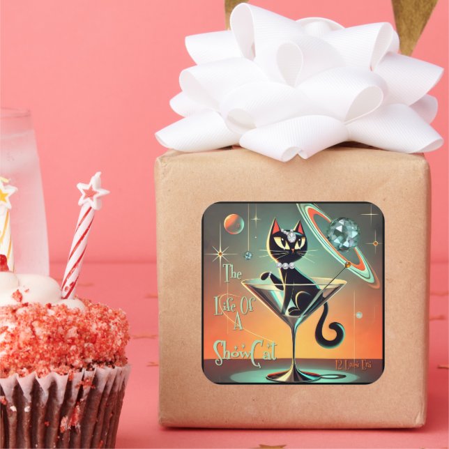 Sticker Carré La Vie D'Un Chat De Femme De Chaussure (Fête)