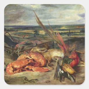 Sticker Carré La vie toujours avec des homards, 1826-27