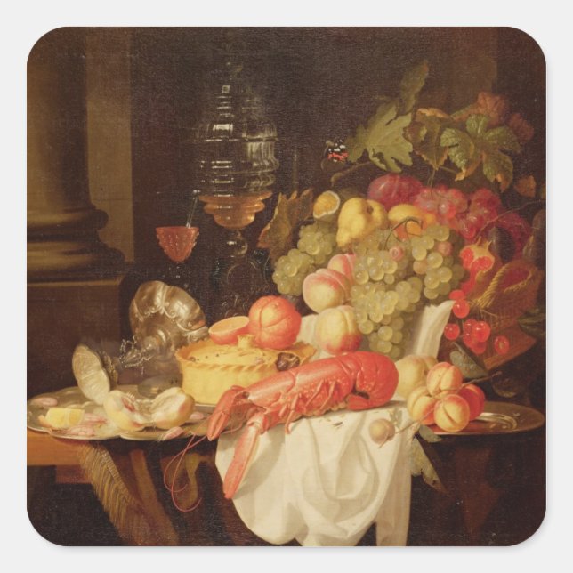 Sticker Carré La vie toujours avec le homard (Devant)