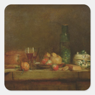 Sticker Carré La vie toujours avec une bouteille d'olives, 1760