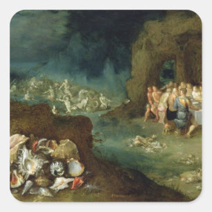 Sticker Carré La vie toujours des coquilles avec le festin des