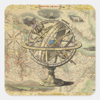 Sticker Carré La vieille Amérique britannique Explorez la carte 