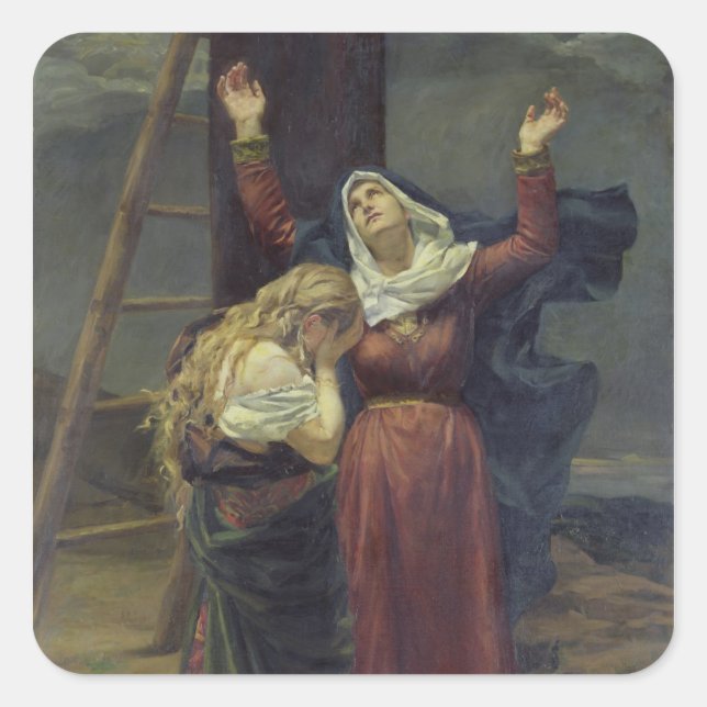 Sticker Carré La Vierge au pied de la Croix (Devant)