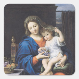 Sticker Carré La Vierge des raisins, 1640-50