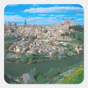 Sticker Carré La ville antique de Tolède, en Espagne.