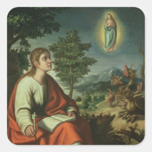 Sticker Carré La vision de saint Jean l'évangéliste sur Patmos