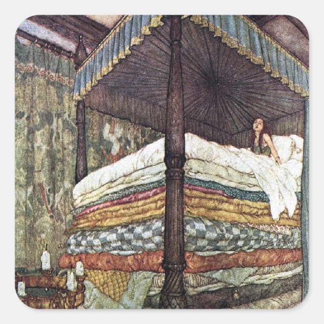 Sticker Carré La vraie princesse par Edmund Dulac (Devant)