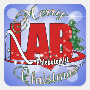 STICKER CARRÉ LAB PHLEBOTOMISTE NOËL