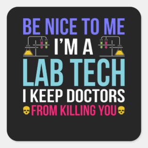 Sticker Carré Lab Tech garder les médecins loin Laboratoire Pun