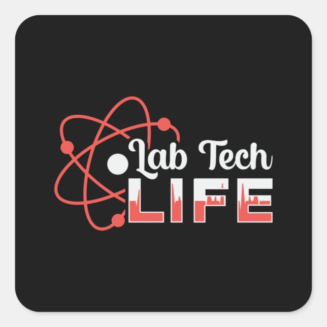 Sticker Carré Lab Tech Vie Laboratoire Science Technicien Cadeau (Devant)