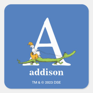 Sticker Carré L'ABC de Dr Seuss : Lettre A - Blanc Ajoutez vot