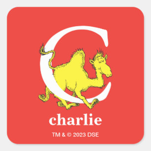 Sticker Carré L'ABC de Dr Seuss : Lettre C - Blanc Ajoutez vot