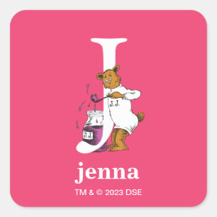 Sticker Carré L'ABC de Dr Seuss : Lettre J - Blanc Ajoutez vot