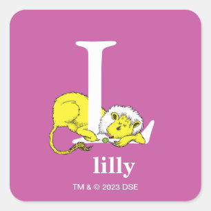 Sticker Carré L'ABC de Dr Seuss : Lettre L - Blanc Ajoutez vot
