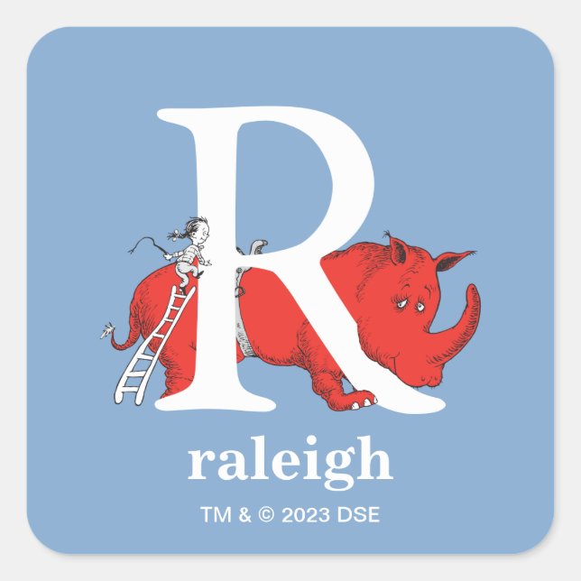 Sticker Carré L'ABC de Dr Seuss : Lettre R - Blanc | Ajoutez vot (Devant)