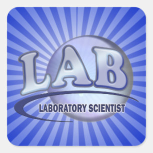 Sticker Carré LABORATOIRE - LABORATOIRE SCIENTIFIQUE ! LOGO Bleu