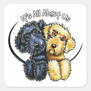 Sticker Carré Labradoodles Black Yellow IAAU