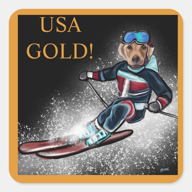 STICKER CARRÉ LABRADOR RETRIEVER  (Devant)